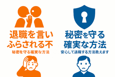 退職を言いふらす上司への5つの対策方法を示すステップ図。機密保持要請から段階的情報開示まで秘密を守る具体的手順をフロー形式で表示