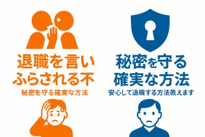 退職を言いふらす上司への5つの対策方法を示すステップ図。機密保持要請から段階的情報開示まで秘密を守る具体的手順をフロー形式で表示