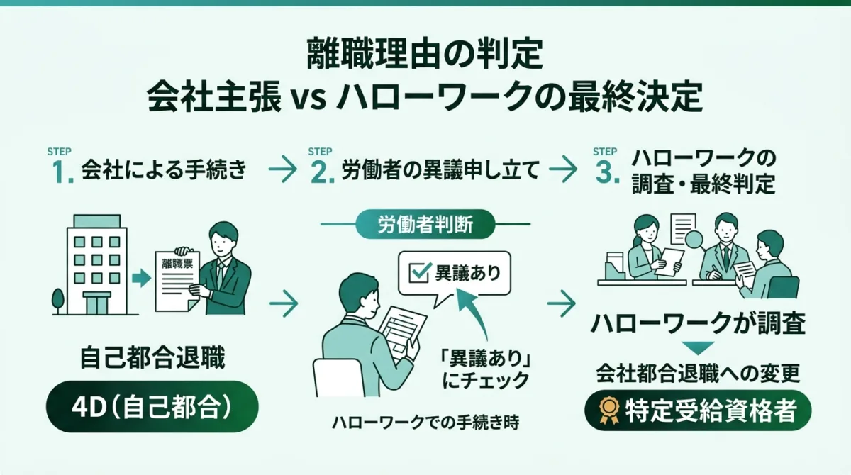 離職理由の判定（会社主張 vs ハローワークの最終決定）