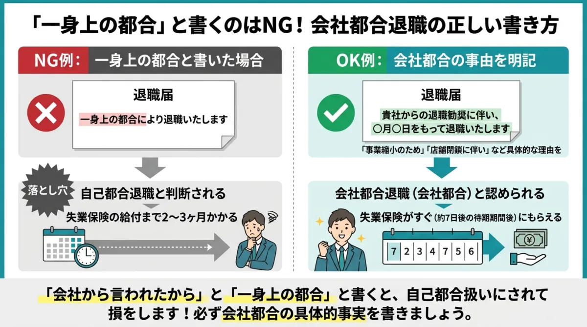 「一身上の都合」と書くのはNG!会社都合退職の正しい書き方