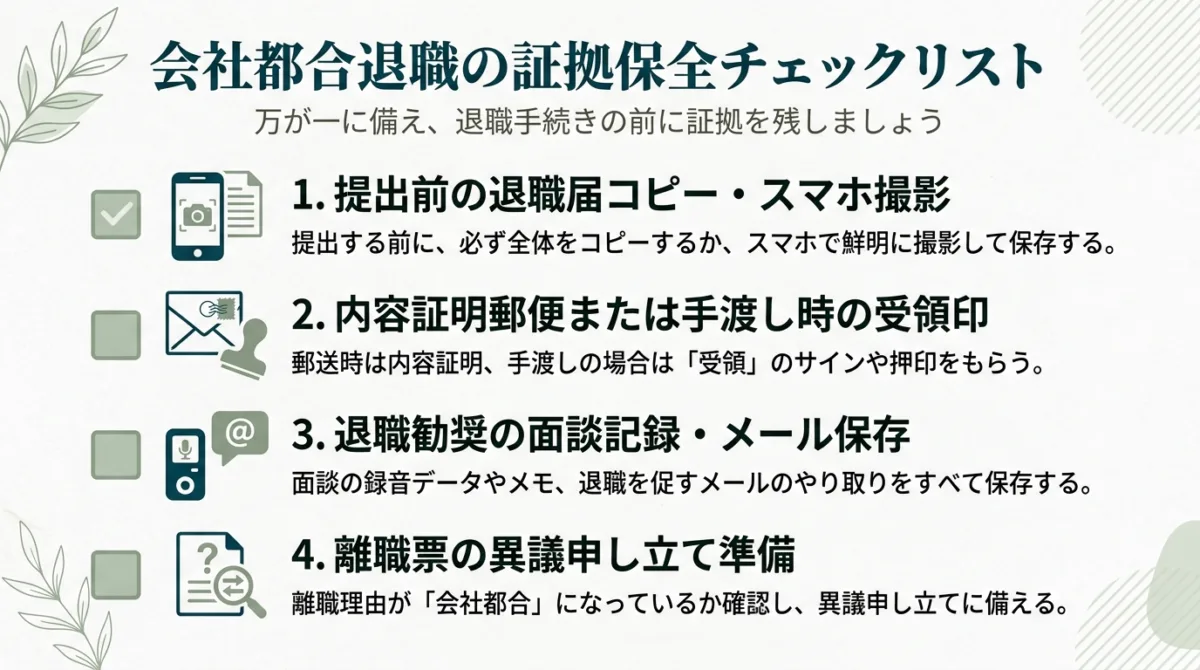 会社都合退職の証拠保全チェックリスト